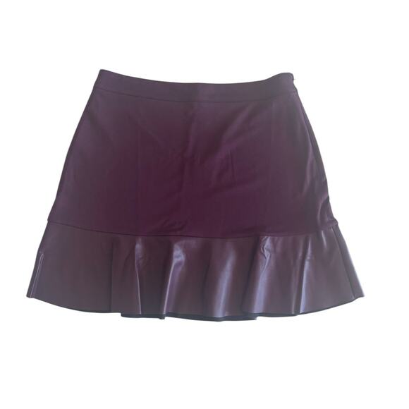 MICHAEL MICHAEL KORS BURGUNDY VEGAN FAUX LEATHER PONTE KNIT SKIRT NWT LARGE - Picture 1 of 7